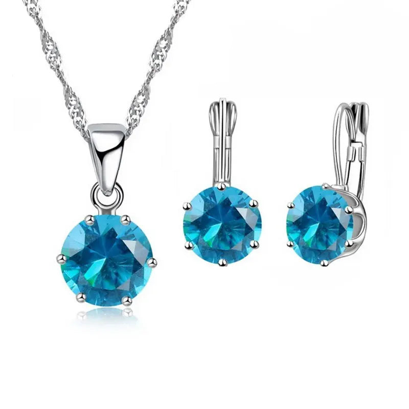 Crystal Pendant and Necklace Set (in 16 colours!) - Island Of Jewels