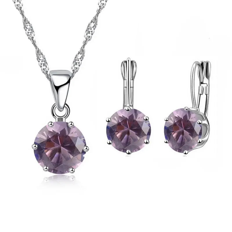 Crystal Pendant and Necklace Set (in 16 colours!) - Island Of Jewels