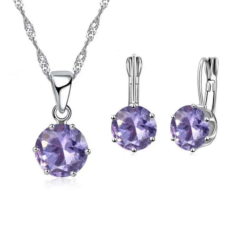 Crystal Pendant and Necklace Set (in 16 colours!) - Island Of Jewels