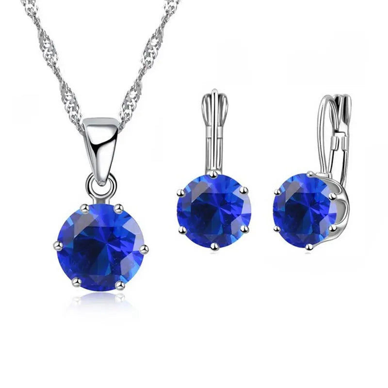 Crystal Pendant and Necklace Set (in 16 colours!) - Island Of Jewels
