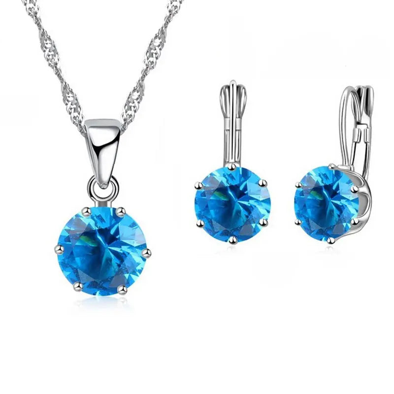 Crystal Pendant and Necklace Set (in 16 colours!) - Island Of Jewels