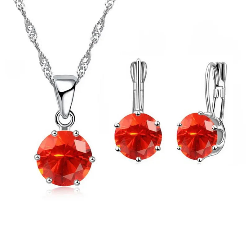Crystal Pendant and Necklace Set (in 16 colours!) - Island Of Jewels