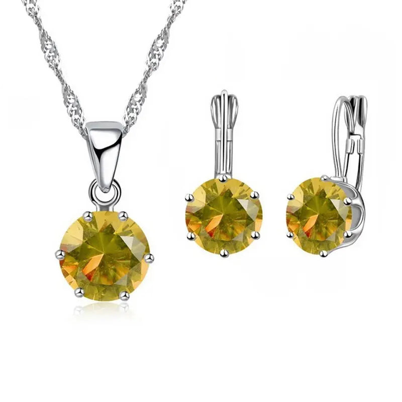 Crystal Pendant and Necklace Set (in 16 colours!) - Island Of Jewels