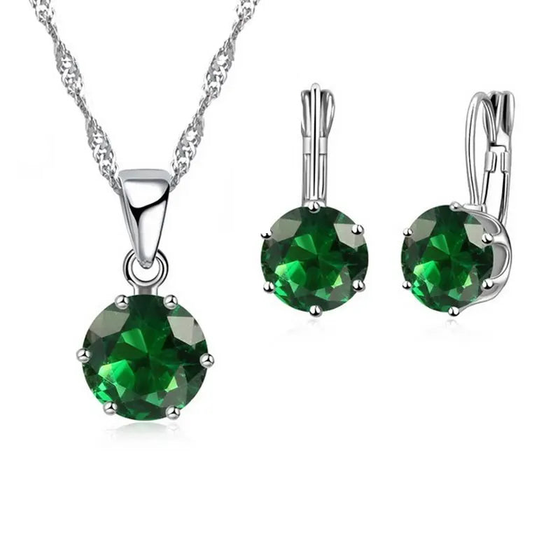 Crystal Pendant and Necklace Set (in 16 colours!) - Island Of Jewels