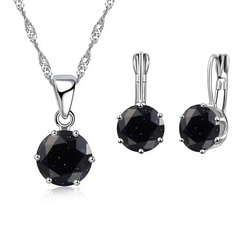 Crystal Pendant and Necklace Set (in 16 colours!) - Island Of Jewels