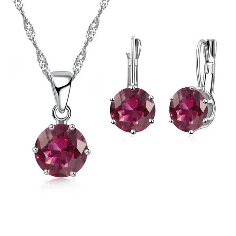 Crystal Pendant and Necklace Set (in 16 colours!) - Island Of Jewels