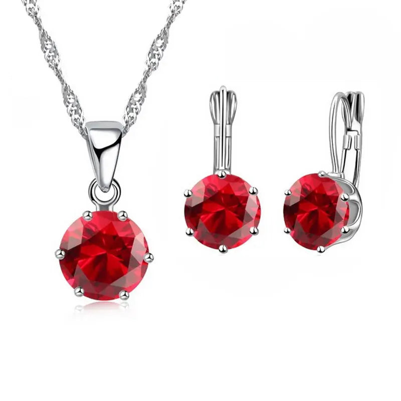 Crystal Pendant and Necklace Set (in 16 colours!) - Island Of Jewels
