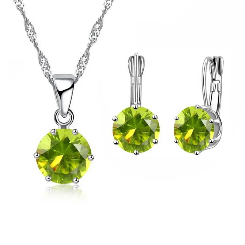 Crystal Pendant and Necklace Set (in 16 colours!) - Island Of Jewels