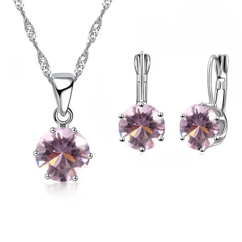 Crystal Pendant and Necklace Set (in 16 colours!) - Island Of Jewels