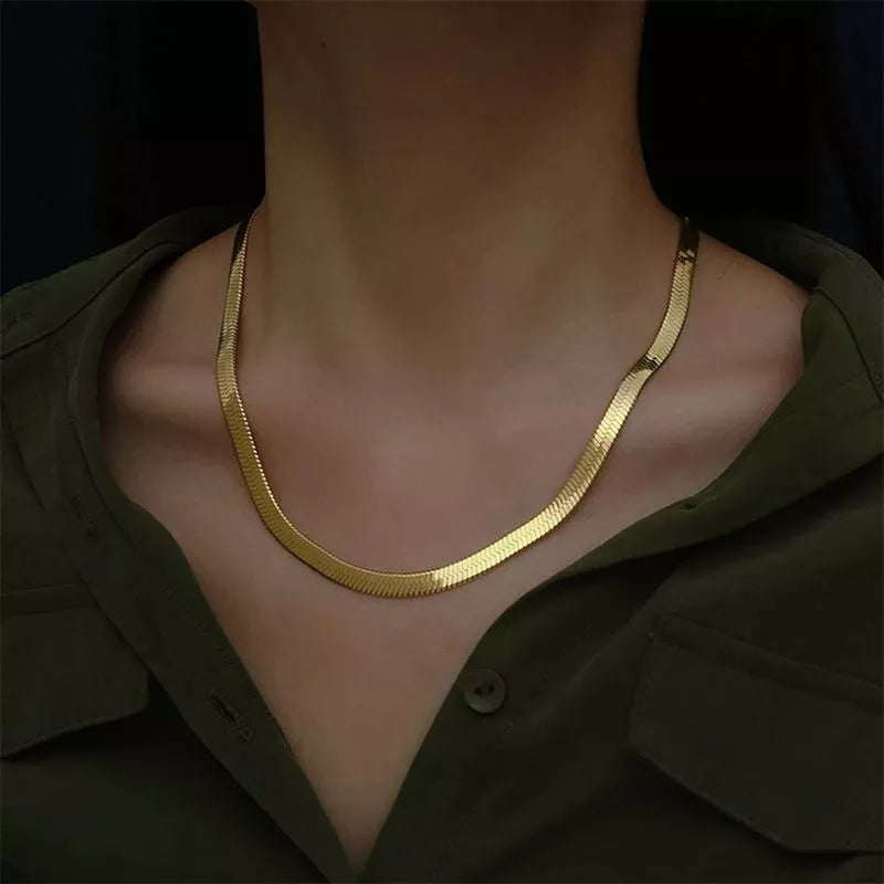 Gold Flat Chain Necklace - Island Of Jewels
