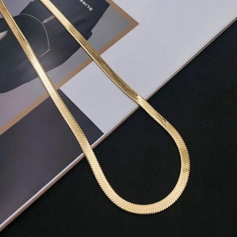 Gold Flat Chain Necklace - Island Of Jewels