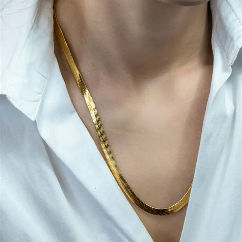 Gold Flat Chain Necklace - Island Of Jewels