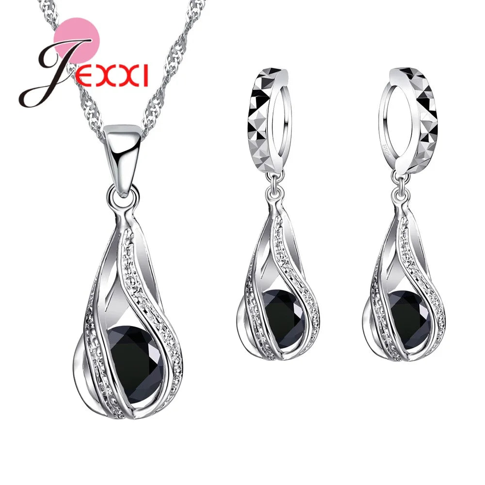 Necklace with Twisty Tear Drop Pendant - Island Of Jewels