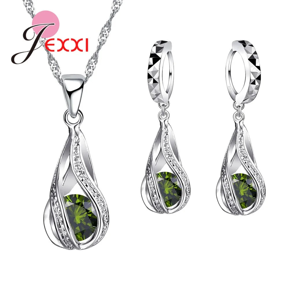 Necklace with Twisty Tear Drop Pendant - Island Of Jewels