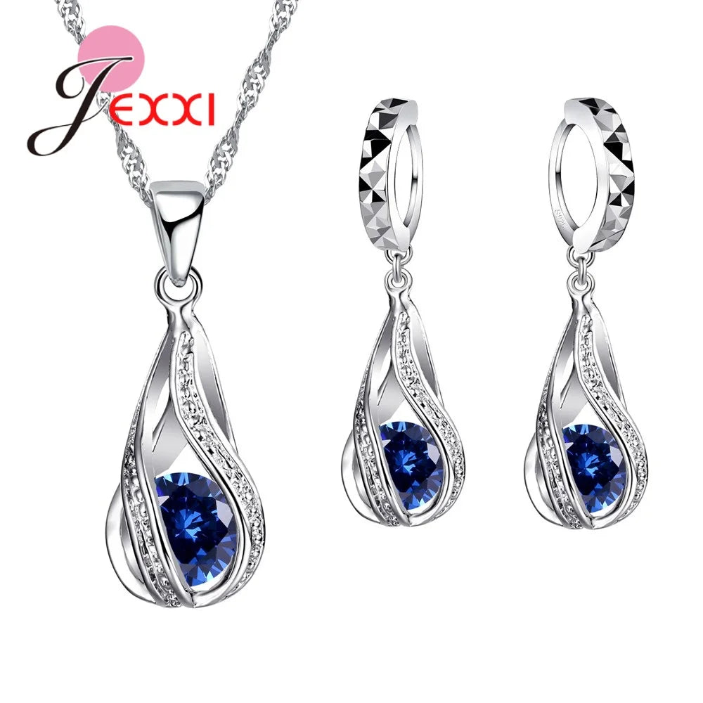 Necklace with Twisty Tear Drop Pendant - Island Of Jewels