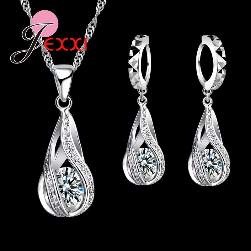 Necklace with Twisty Tear Drop Pendant - Island Of Jewels