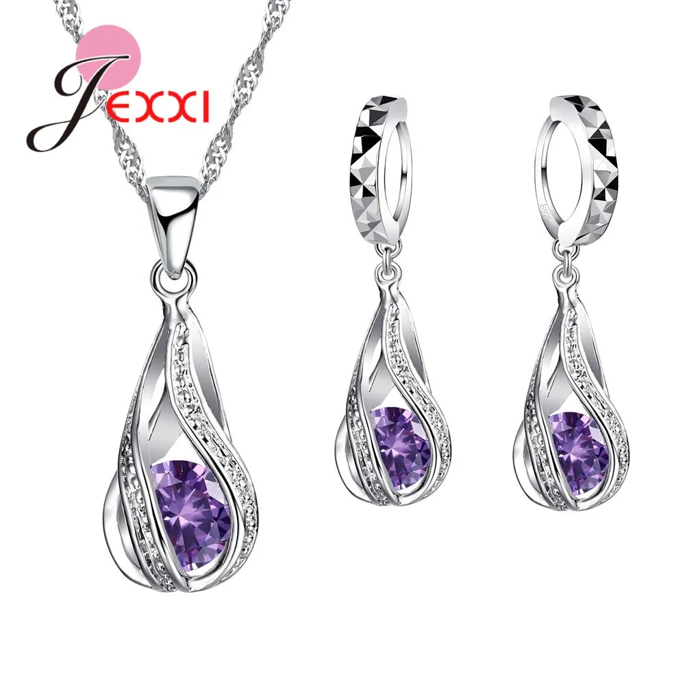 Necklace with Twisty Tear Drop Pendant - Island Of Jewels