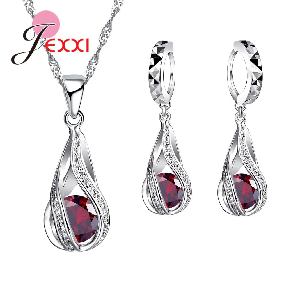 Necklace with Twisty Tear Drop Pendant - Island Of Jewels