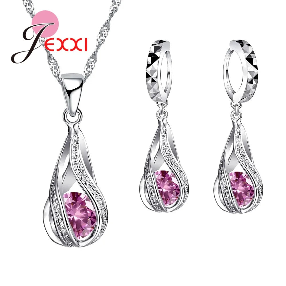 Necklace with Twisty Tear Drop Pendant - Island Of Jewels