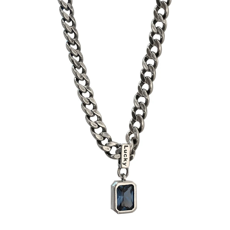 Square Blue Zirconia Necklace - Island Of Jewels