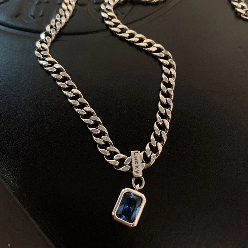 Square Blue Zirconia Necklace - Island Of Jewels
