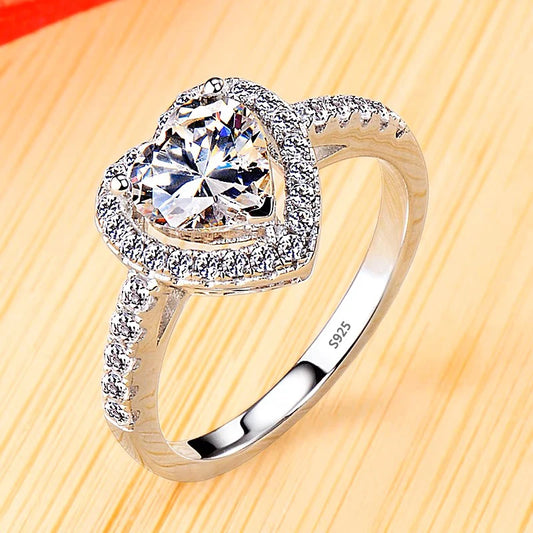Beautiful wedding ring with heart shaped Zirconia Crystal! - Island Of Jewels