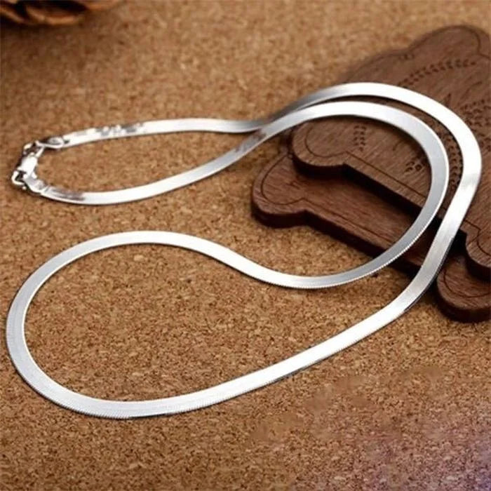 Silver Flat Chain Necklace - Island Of Jewels