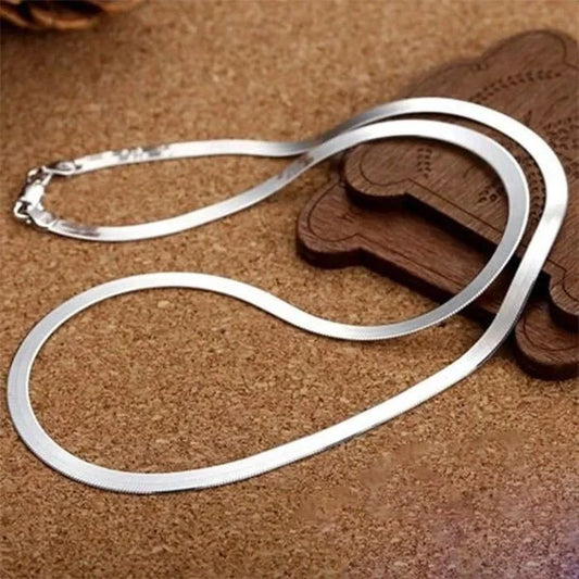 Silver Flat Chain Necklace - Island Of Jewels